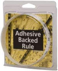 Made in USA - 3 Ft. Long x 1/2 Inch Wide, 1/10 Inch Graduation, White, Mylar Adhesive Tape Measure - Reads Bottom to Top, Vertical Rules - USA Tool & Supply