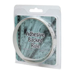 Made in USA - 3 Ft. Long x 1/2 Inch Wide, 1/10 Inch Graduation, White, Mylar Adhesive Tape Measure - Reads Top to Bottom, Vertical Rules - USA Tool & Supply