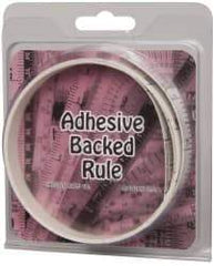 Made in USA - 6 Ft. Long x 1/2 Inch Wide, 1/10 Inch Graduation, White, Mylar Adhesive Tape Measure - Reads Bottom to Top, Vertical Rules - USA Tool & Supply