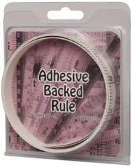 Made in USA - 6 Ft. Long x 1/2 Inch Wide, 1/10 Inch Graduation, White, Mylar Adhesive Tape Measure - Reads Top to Bottom, Vertical Rules - USA Tool & Supply