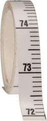 Made in USA - 9 Ft. Long x 1/2 Inch Wide, 1/10 Inch Graduation, White, Mylar Adhesive Tape Measure - Reads Bottom to Top, Vertical Rules - USA Tool & Supply