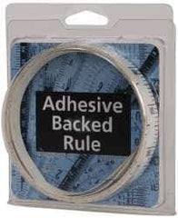 Made in USA - 9 Ft. Long x 1/2 Inch Wide, 1/10 Inch Graduation, White, Mylar Adhesive Tape Measure - Reads Top to Bottom, Vertical Rules - USA Tool & Supply