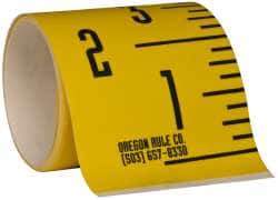 Made in USA - 6 Ft. Long x 3 Inch Wide, 1/4 Inch Graduation, Yellow, Mylar Adhesive Tape Measure - Reads Bottom to Top, Vertical Rules - USA Tool & Supply