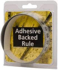 Made in USA - 3 Ft. Long x 1 Inch Wide, 1/8 Inch Graduation, Silver, Mylar Adhesive Tape Measure - Reads Left to Right, Horizontal-Half Scale - USA Tool & Supply