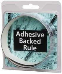 Made in USA - 3 Ft. Long x 1 Inch Wide, 1/8 Inch Graduation, Silver, Mylar Adhesive Tape Measure - Reads Right to Left, Horizontal-Half Scale - USA Tool & Supply