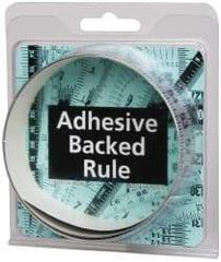 Made in USA - 3 Ft. Long x 1 Inch Wide, 1/8 Inch Graduation, Silver, Mylar Adhesive Tape Measure - Reads Right to Left, Horizontal-Half Scale - USA Tool & Supply