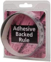 Made in USA - 3 Ft. Long x 1 Inch Wide, 1/8 Inch Graduation, Silver, Mylar Adhesive Tape Measure - Reads Bottom to Top, Vertical-Half Scale - USA Tool & Supply