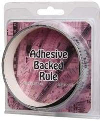 Made in USA - 6 Ft. Long x 1 Inch Wide, 1/8 Inch Graduation, Silver, Mylar Adhesive Tape Measure - Reads Left to Right, Horizontal-Half Scale - USA Tool & Supply