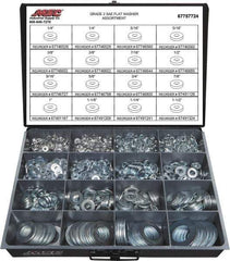 Value Collection - 1840 Piece, 1/4 to 1-1/2" Screw, Grade 2 Steel SAE Flat Washer Assortment - Includes 1/4 to 1-1/2" Screw & Compartmented Storage Case - USA Tool & Supply