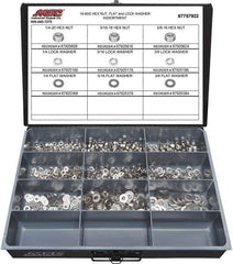 Value Collection - 1/4-20 to 3/8-16 Thread, 750 Piece Stainless Steel Nut & Washer Assortment - Grade 18-8 - USA Tool & Supply