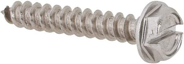 Value Collection - #10 Hex Washer Head Slotted Sheet Metal Screw - Stainless Steel, 1-1/4" Length Under Head, Grade 18-8 - USA Tool & Supply