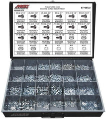Value Collection - 1,975 Piece, #8-32 to 1/4-20, Steel Machine Screw Assortment - Pan Head, Phillips Drive, 1/4 to 1-1/2" Long, Grade 2 - USA Tool & Supply