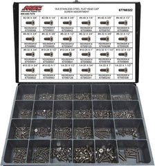 Value Collection - 1,095 Piece Stainless Steel Flat Head Cap Screws - #2-56 to 1/4-20 Thread, 18-8 - USA Tool & Supply