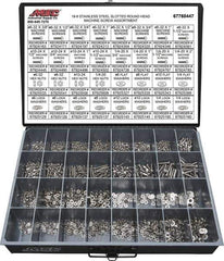 Value Collection - 2,200 Piece, #6-32 to 1/4-20, Stainless Steel Machine Screw Assortment - Round Head, Slotted Drive, 1/2 to 2" Long, Grade 18-8 - USA Tool & Supply