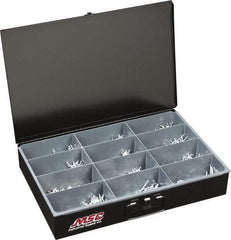 Value Collection - 1,000 Piece, 1/8 to 3/16" Hole Diam, Dome Head, Aluminum Blind Rivet Assortment - 1/8 to 5/8" Length, Steel Mandrel - USA Tool & Supply