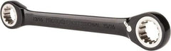 Proto - 13/16" x 15/16" 12 Point Spline Reversible Ratcheting Box Wrench - Double End, 1-13/16" Head Diam x 1/4" Head Thickness, 10-1/4" OAL, Steel, Black Chrome Finish - USA Tool & Supply