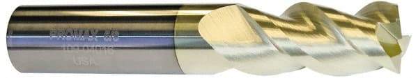 ProMax - 3/4", 2-1/2" LOC, 3/4" Shank Diam, 5" OAL, 3 Flute, Solid Carbide Square End Mill - Single End, ZrN Finish, Spiral Flute, 40° Helix, Centercutting, Right Hand Cut, Right Hand Flute, Series 109 - USA Tool & Supply