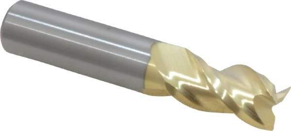 ProMax - 3/8", 5/8" LOC, 3/8" Shank Diam, 2" OAL, 3 Flute, Solid Carbide Square End Mill - Single End, ZrN Finish, Spiral Flute, 40° Helix, Right Hand Cut, Right Hand Flute, Series 109 - USA Tool & Supply