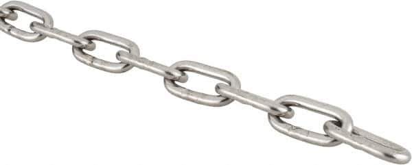 Campbell - 5/32" Welded Stainless Steel Chain - 410 Lb Capacity, Stainless Steel, Bright Finish - USA Tool & Supply