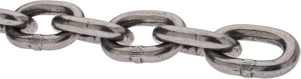 Peerless Chain - 1/4" Welded Proof Coil Chain - 1,300 Lb Capacity, Grade 30, Carbon Steel, Self-Colored Finish - USA Tool & Supply