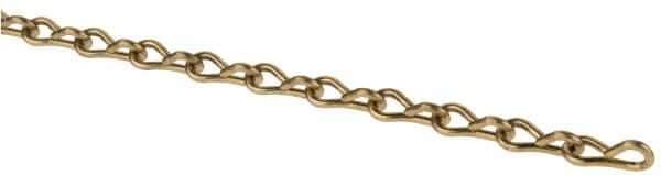 Made in USA - 0.08" Diam Brass Single Jack Chain - 11 Lb Load Limit, 19 Links per Foot, #14 - USA Tool & Supply