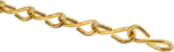 Made in USA - 0.135" Diam Brass Single Jack Chain - 34 Lb Load Limit, 13 Links per Foot, #10 - USA Tool & Supply