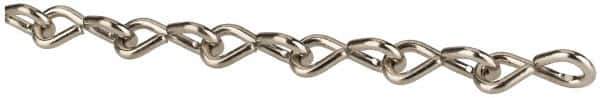 Made in USA - 0.034" Diam Steel Single Jack Chain - 3 Lb Load Limit, #20, Nickel Plated Finish - USA Tool & Supply