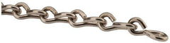 Made in USA - 0.192" Diam Steel Single Jack Chain - 88 Lb Load Limit, #6, Nickel Plated Finish - USA Tool & Supply