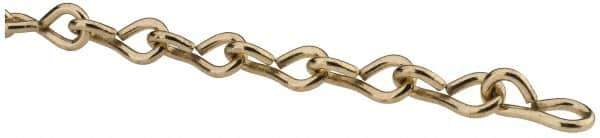 Made in USA - 0.135" Diam Steel Single Jack Chain - 43 Lb Load Limit, #10, Brass Plated Finish - USA Tool & Supply