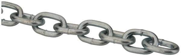 Made in USA - 0.08" Diam Steel Double Loop Chain - 90 Lb Load Limit, #3, Pre-Galvanized Finish, 1.49" Inside Length - USA Tool & Supply