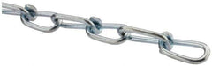 Made in USA - 0.162" Diam Steel Double Loop Chain - 365 Lb Load Limit, #4/0, Zinc Plated Finish, 2.19" Inside Length - USA Tool & Supply