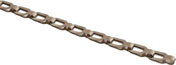 Made in USA - 0.018" Diam Brass Plumber's Safety Chain - 23 Lb Load Limit, #2/0, Nickel Plated Finish, 0.55" Inside Length - USA Tool & Supply