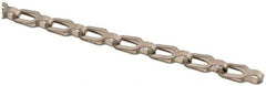 Made in USA - 0.023" Diam Brass Plumber's Safety Chain - 30 Lb Load Limit, #1/0, Nickel Plated Finish, 0.55" Inside Length - USA Tool & Supply