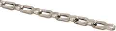 Made in USA - 0.028" Diam Brass Plumber's Safety Chain - 40 Lb Load Limit, #1, Nickel Plated Finish, 0.65" Inside Length - USA Tool & Supply