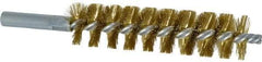 Schaefer Brush - 4" Brush Length, 1" Diam, Double Stem, Single Spiral Tube Brush - 6-1/4" Long, Brass, 12-24 Female Connection - USA Tool & Supply