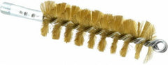 Schaefer Brush - 4-1/2" Brush Length, 1-1/2" Diam, Double Stem, Single Spiral Tube Brush - 8" Long, Brass, 1/4" NPSM Male Connection - USA Tool & Supply