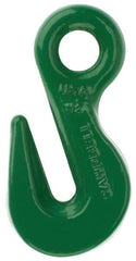 Campbell - 4,300 Lb Capacity, Chain Grade 100, Alloy Steel Eye Hook - 0.37" Hook Throat, 2-1/2" Reach, 0.56" Eye ID, 9/32" Chain Diam, 3.69" OAL - USA Tool & Supply