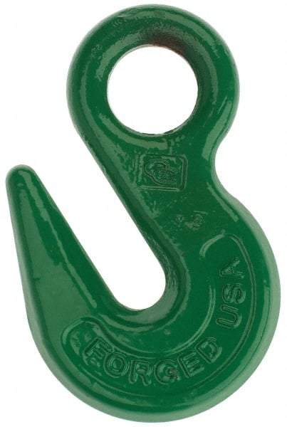 Campbell - 15,000 Lb Capacity, Chain Grade 100, Alloy Steel Eye Hook - 0.66" Hook Throat, 3.4" Reach, 1.12" Eye ID, 1/2" Chain Diam, 5.4" OAL - USA Tool & Supply