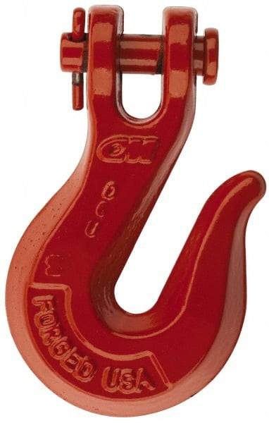 CM - 5/16 Inch Chain Diameter, Grade 80 Clevis Hook - 4,500 Lbs. Load Capacity, 3/08 Inch Inside Diameter, 25/64 Inch Pin Diameter, 7/16 Inch Hook Throat, 2-9/32 Inch Hook Width - USA Tool & Supply