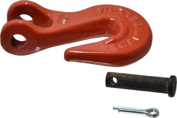 Campbell - 1/4 Inch Chain Diameter, Grade 70 Clevis Hook - 4,100 Lbs. Load Capacity, 3/08 Inch Inside Diameter, 11/32 Inch Pin Diameter, 5/16 Inch Hook Throat - USA Tool & Supply