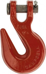 Campbell - 5/8 Inch Chain Diameter, Grade 70 Clevis Hook - 18,100 Lbs. Load Capacity, 13/16 Inch Inside Diameter, 25/32 Inch Pin Diameter, 3/4 Inch Hook Throat - USA Tool & Supply