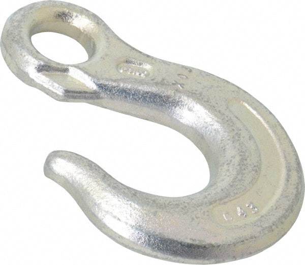 CM - 5,400 Lb Capacity, Chain Grade 43, Carbon Steel Eye Hook - 3-1/4" Reach, 11/16" Eye ID, 3/8" Chain Diam - USA Tool & Supply