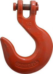 Campbell - 1/2 Inch Chain Diameter, Grade 80 Clevis Hook - 13,000 Lbs. Load Capacity, 5/08 Inch Inside Diameter, 9/16 Inch Pin Diameter, 1-3/4 Inch Hook Throat - USA Tool & Supply