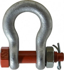 Campbell - 1/2" Nominal Chain Size, 3.33 Ton Alloy Steel Bolt Anchor Shackle - 1/2" Diam, 5/8" Pin Diam, 1-15/16" High x 13/16" Wide Inside Jaw, 1-1/4" Inside Width, 1-1/4" Max Body Thickness - USA Tool & Supply