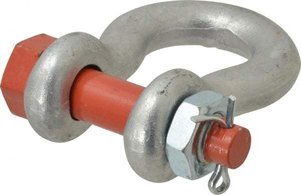 Campbell - 3/4" Nominal Chain Size, 7 Ton Alloy Steel Bolt Anchor Shackle - 3/4" Diam, 7/8" Pin Diam, 2-13/16" High x 1-1/4" Wide Inside Jaw, 1-13/16" Inside Width, 1-3/4" Max Body Thickness - USA Tool & Supply