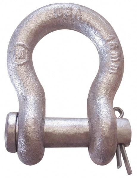 CM - 5/8" Nominal Chain Size, 3 Ton Carbon Steel Loose Anchor Shackle - 5/8" Diam, 3/4" Pin Diam, 2-7/16" High x 1-1/16" Wide Inside Jaw, 1-9/16" Inside Width, 1-7/16" Max Body Thickness - USA Tool & Supply