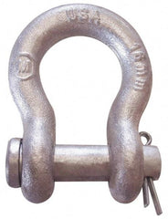 CM - 7/16" Nominal Chain Size, 2 Ton Carbon Steel Loose Anchor Shackle - 7/16" Diam, 1/2" Pin Diam, 1-3/4" High x 23/32" Wide Inside Jaw, 1-5/32" Inside Width, 1-1/8" Max Body Thickness - USA Tool & Supply