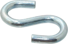 Campbell - Trade Size #80, Carbon Steel Zinc Plated S-Hook - 160 Lb Capacity, 1/4" Wire, 1-3/32" OAL - USA Tool & Supply