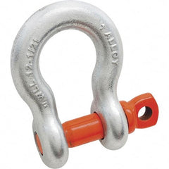 Campbell - 1" Nominal Chain Size, 12.5 Ton Alloy Steel Screw Anchor Shackle - 1" Diam, 1-1/8" Pin Diam, 3-3/4" High x 1-11/16" Wide Inside Jaw, 2-1/2" Inside Width, 2-3/8" Max Body Thickness - USA Tool & Supply