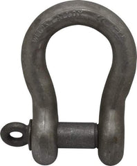 CM - 1-1/2" Nominal Chain Size, 25. Ton Alloy Steel Screw Anchor Shackle - 1-1/2" Diam, 1-5/8" Pin Diam, 5-3/4" High x 2-3/8" Wide Inside Jaw, 3-7/8" Inside Width, 3-1/2" Max Body Thickness - USA Tool & Supply